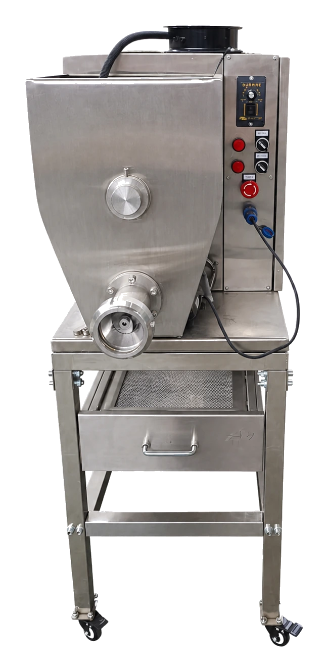 Front view of a Zhuoheng 15 kg per hour compact pasta machine
