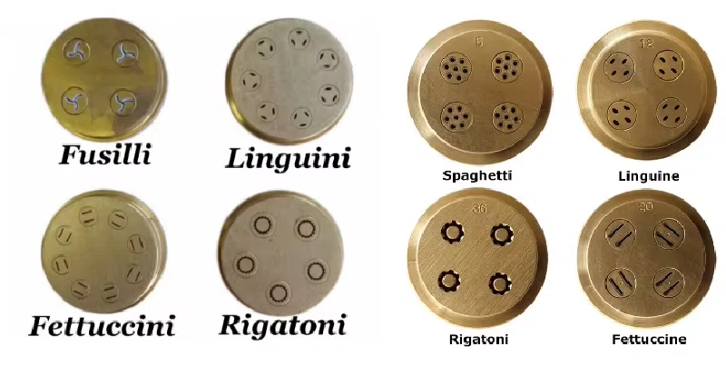 Pasta forming molds for compact pasta extruders