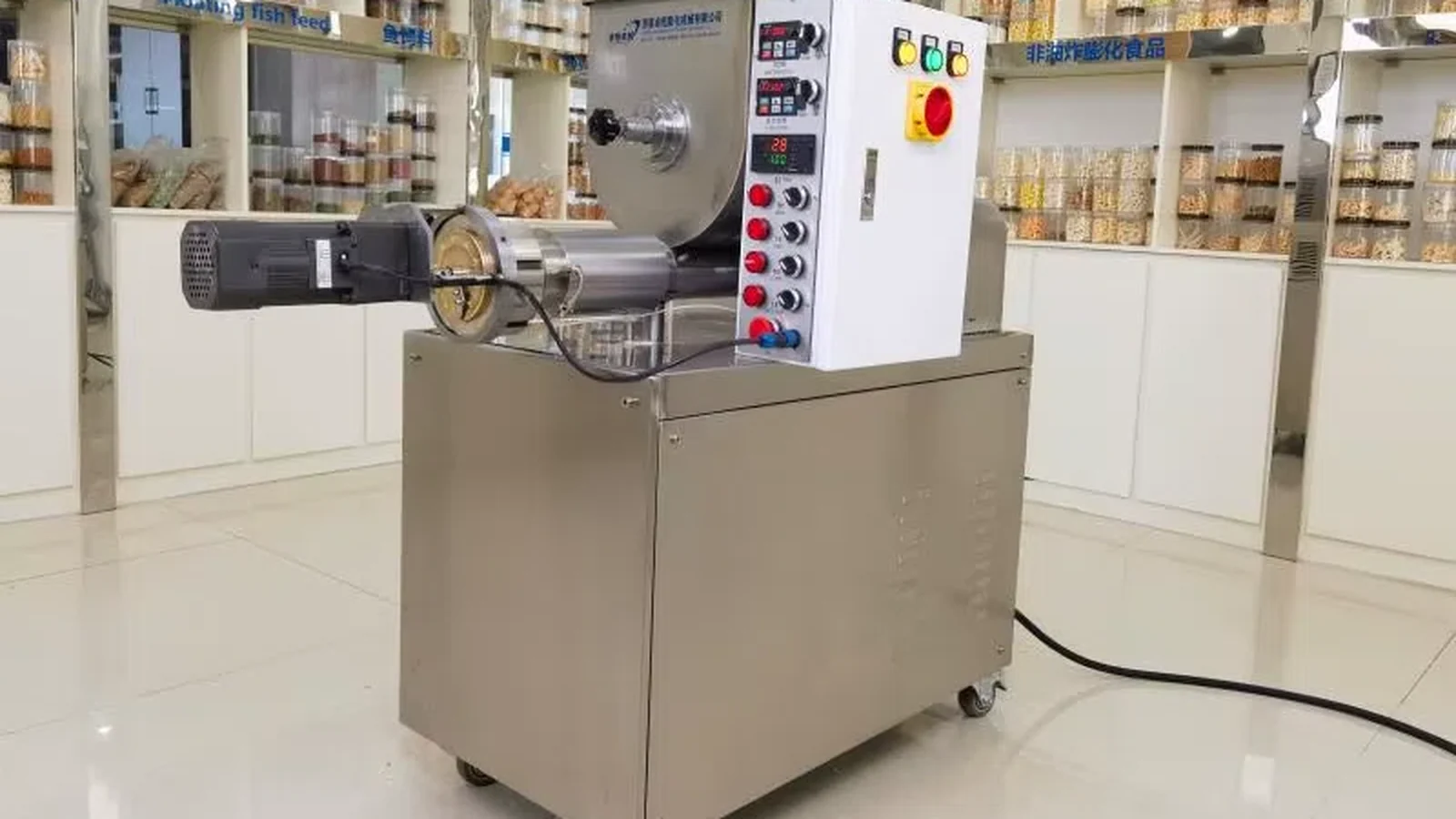 Compact commercial pasta extruder prepared for a buyer cleaning-access review