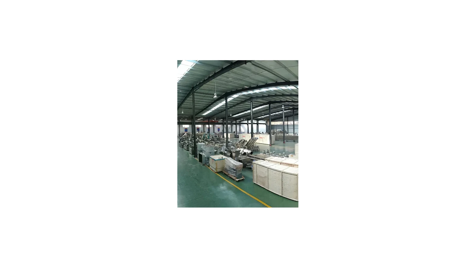 Factory floor used to discuss delivery routes and final equipment placement