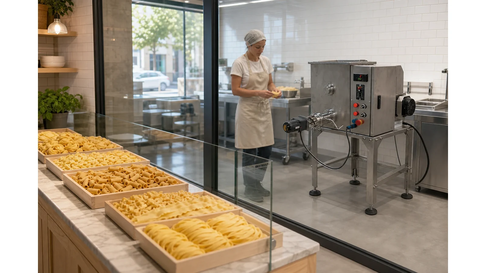 Small food-shop pasta production area used to define a daily output boundary
